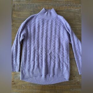 Lavender Cable Knit Women Tunic Sweater